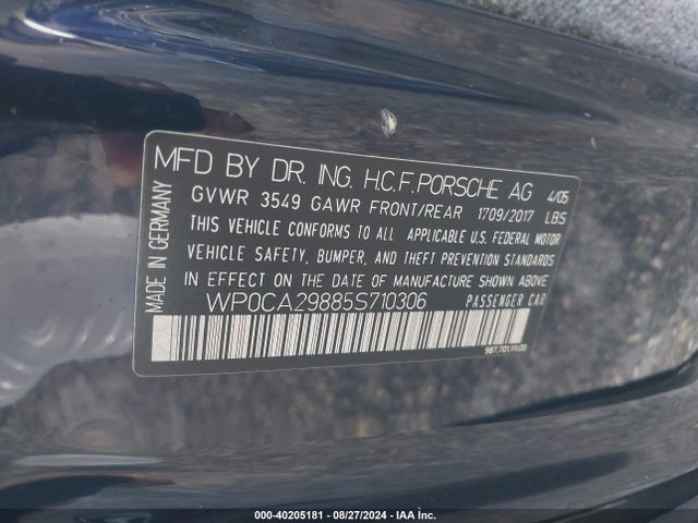 2005 PORSCHE BOXSTER WP0CA29885S710306 Photo 8