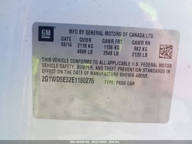 2G1WD5E32E1180276 Chevrolet IMPALA LIMITED POLICE