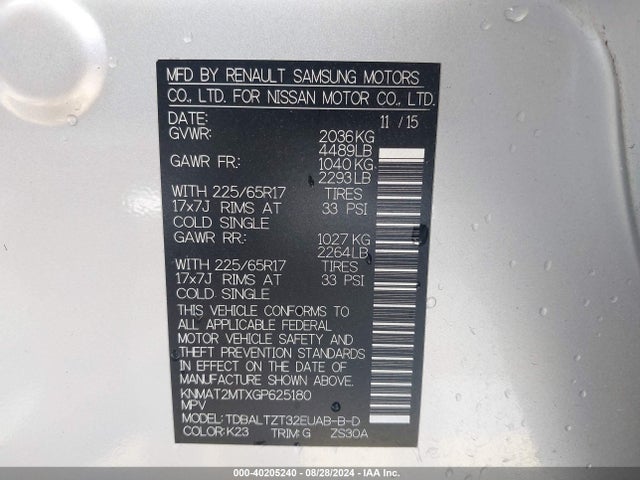 Nissan ROGUE SV 2016 KNMAT2MTXGP625180 Image 9