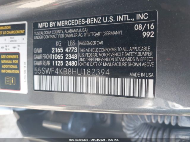 55SWF4KB8HU182394 Mercedes-Benz C 300 4matic/luxury 4matic/sport 4matic