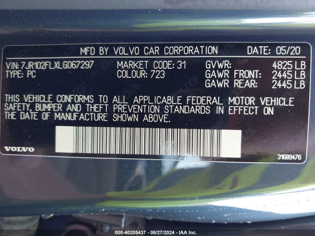 7JR102FLXLG067297 Volvo S60 T5 Inscription
