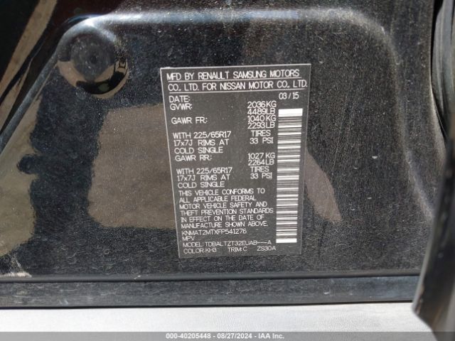 KNMAT2MTXFP541276 Nissan ROGUE SV