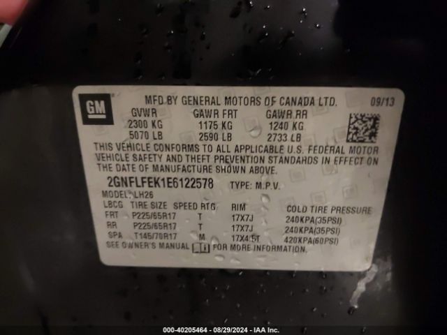 2GNFLFEK1E6122578 Chevrolet EQUINOX 1LT