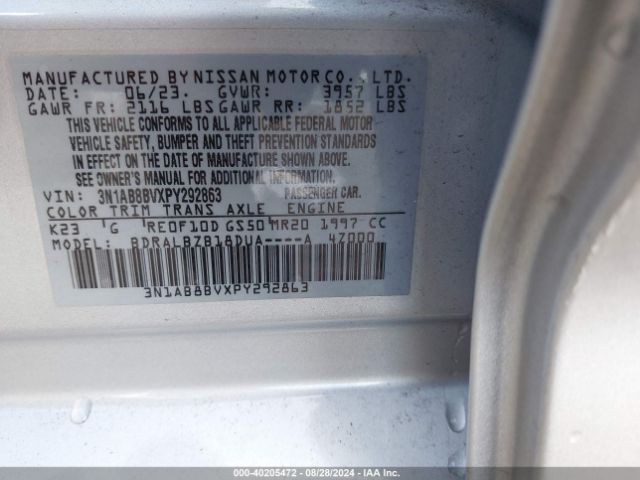 3N1AB8BVXPY292863 Nissan Sentra S Xtronic Cvt