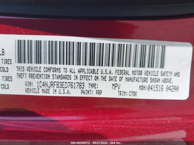1C4NJRFB3ED761783 Jeep Patriot Latitude