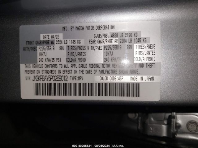 JM3KFBAY5P0259012 Mazda Cx-5 2.5 Turbo