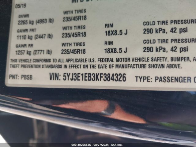 5YJ3E1EB3KF384326 Tesla Model 3 Long Range/performance