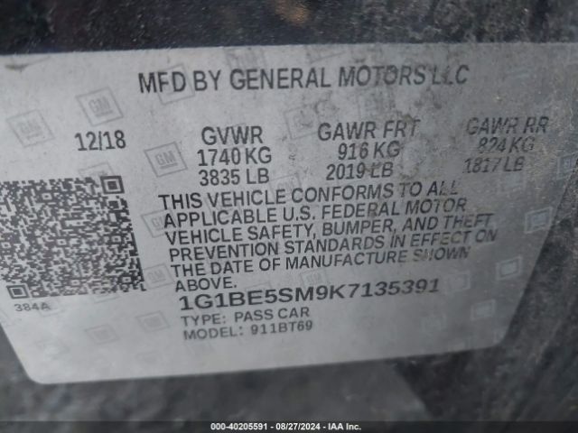 1G1BE5SM9K7135391 Chevrolet CRUZE LT