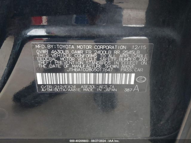 JTHBA1D28G5017647 Lexus IS 200T