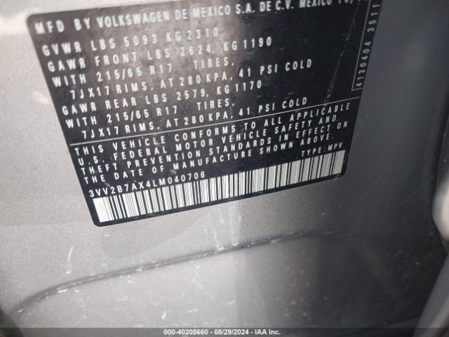 3VV2B7AX4LM040706 Volkswagen Tiguan