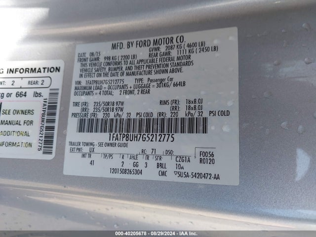 1FATP8UH7G5212775 Ford Mustang Ecoboost Premium