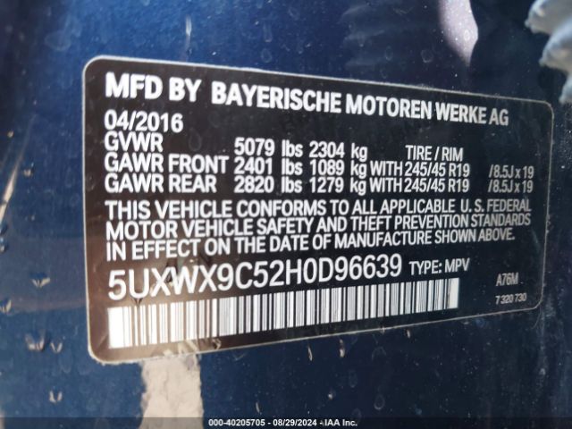 5UXWX9C52H0D96639 BMW X3 Xdrive28i