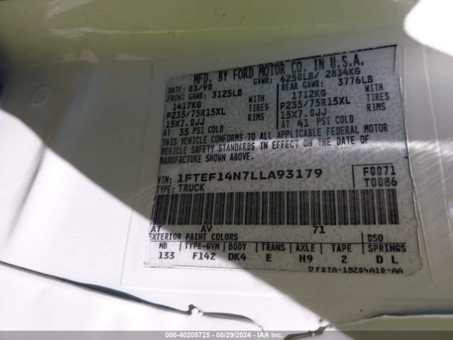 1990 FORD F150 1FTEF14N7LLA93179 Photo 8