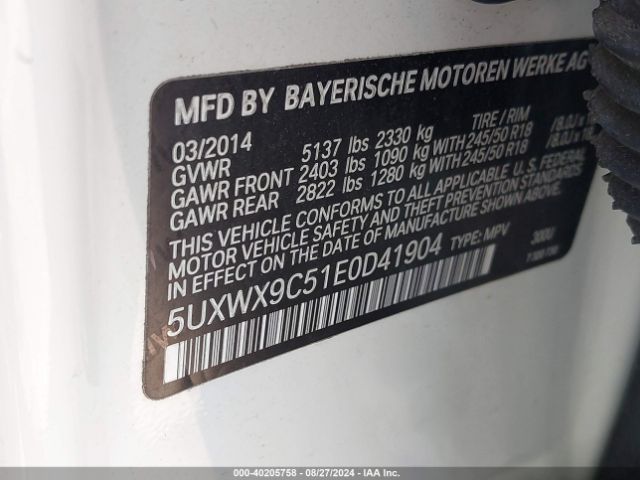5UXWX9C51E0D41904 BMW X3 Xdrive28i