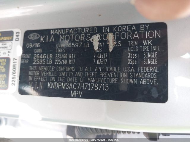 KNDPM3AC7H7178715 KIA Sportage Lx