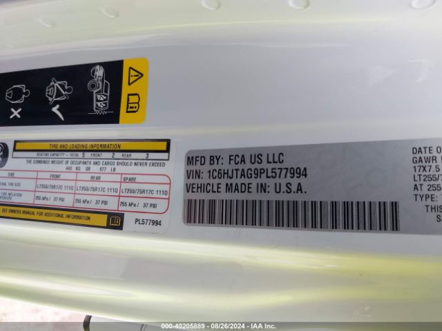 1C6HJTAG9PL577994 Jeep Gladiator Texas Trail 4x4