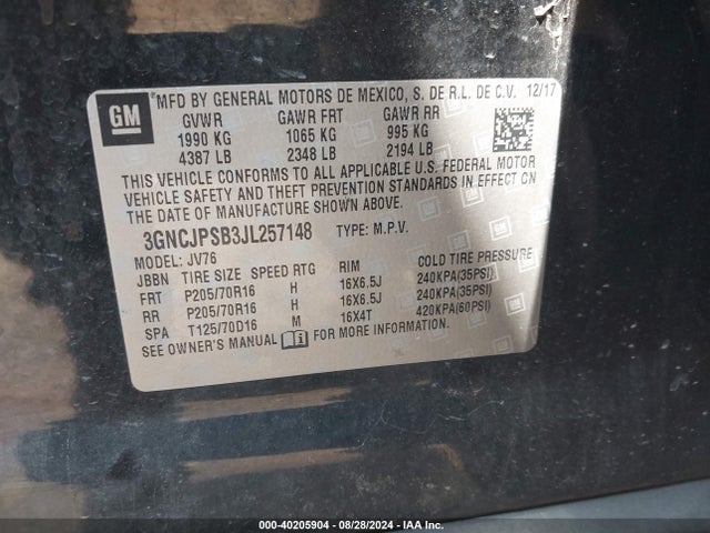 Chevrolet Trax Lt 2018 3GNCJPSB3JL257148 Image 9