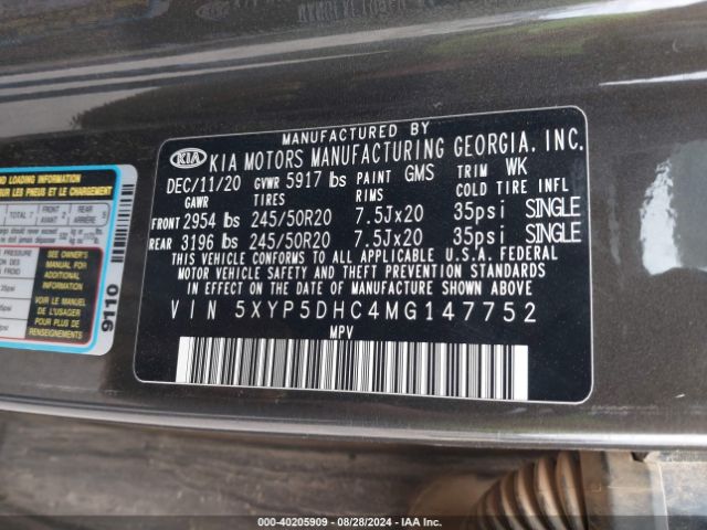 5XYP5DHC4MG147752 KIA Telluride Sx