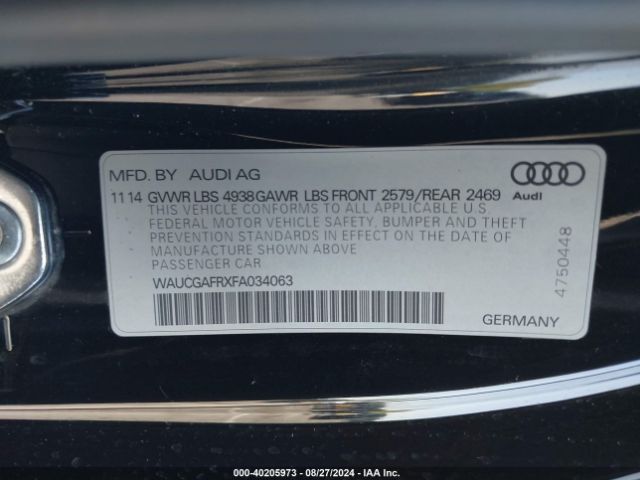 WAUCGAFRXFA034063 Audi S5 3.0t Premium Plus