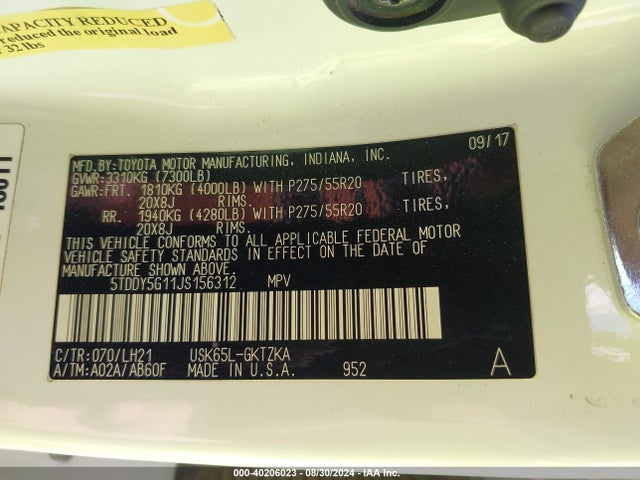 Toyota Sequoia Platinum 2018 5TDDY5G11JS156312 Image 9