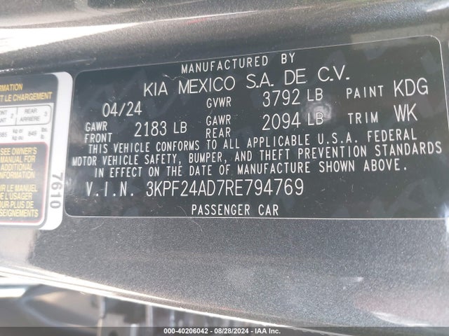 KIA Forte Lxs 2024 3KPF24AD7RE794769 Image 9