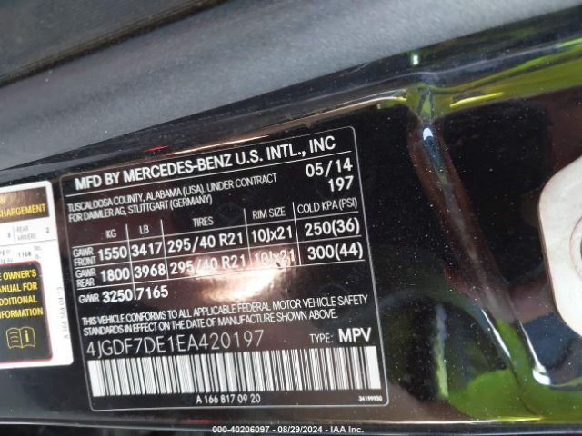 4JGDF7DE1EA420197 Mercedes-Benz Gl 550 4matic