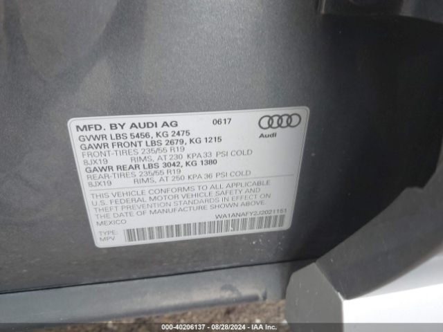 WA1ANAFY2J2021151 Audi Q5 2.0t Premium/2.0t Tech Premium