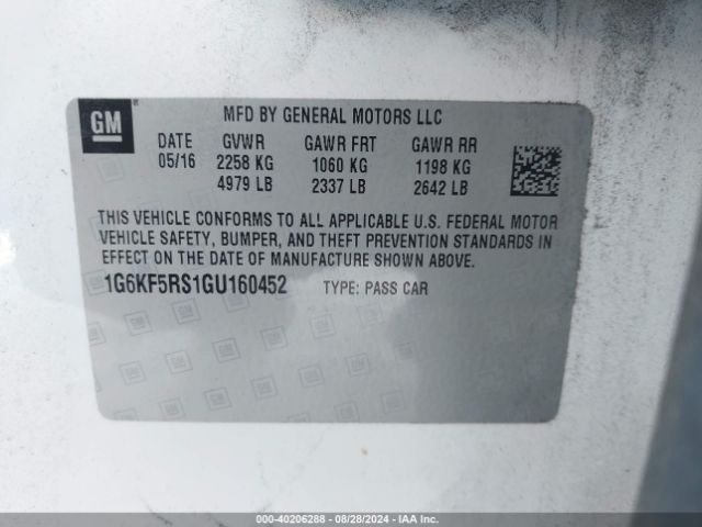 1G6KF5RS1GU160452 Cadillac Ct6 Premium Luxury