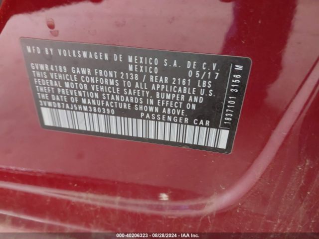 3VWDB7AJ5HM380390 Volkswagen Jetta 1.4t Se