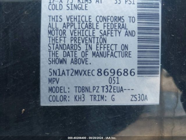 5N1AT2MVXEC869686 Nissan ROGUE S