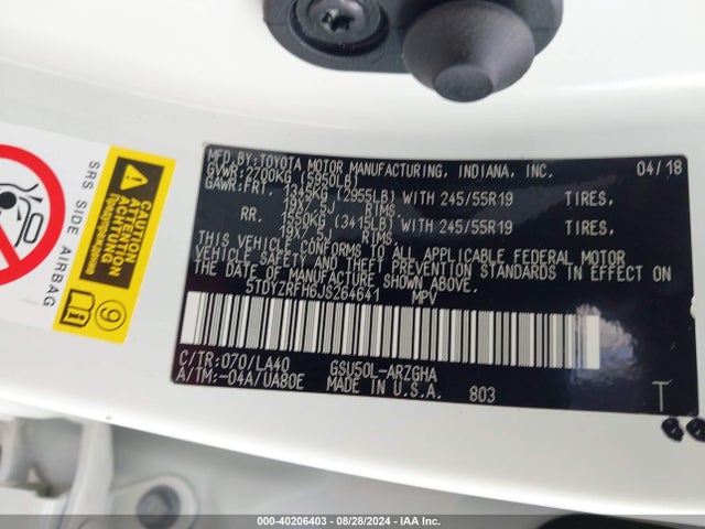 Toyota Highlander Limited Platinum 2018 5TDYZRFH6JS264641 Image 9