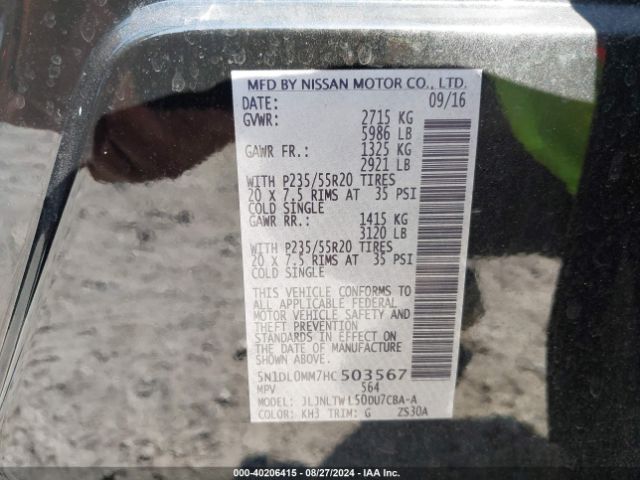 5N1DL0MM7HC503567 Infiniti QX60