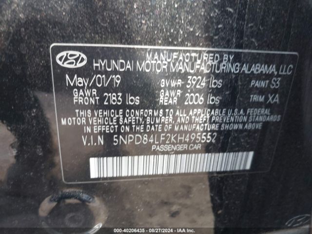 5NPD84LF2KH495552 Hyundai ELANTRA SEL