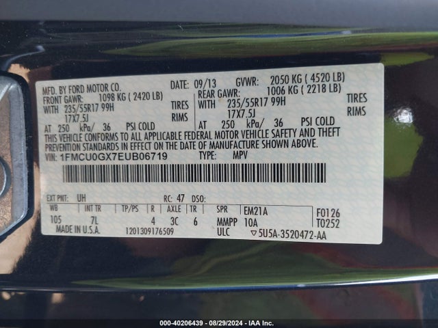 Ford ESCAPE SE 2014 1FMCU0GX7EUB06719 Image 9