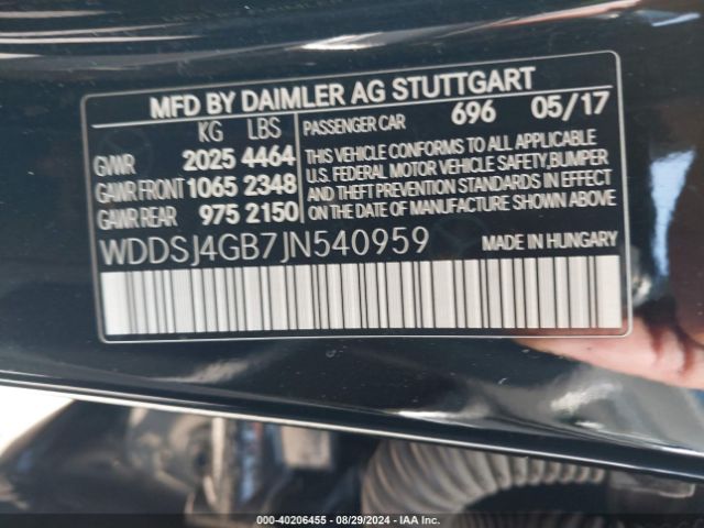 WDDSJ4GB7JN540959 Mercedes-Benz CLA 250 4MATIC