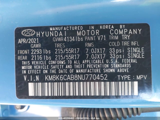Hyundai Kona Sel 2022 KM8K6CAB8NU770452 Image 9