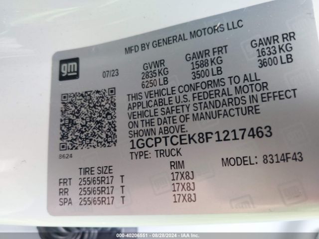 1GCPTCEK8P1217463 Chevrolet Colorado 4wd  Short Box Lt