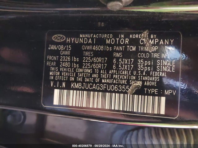 Hyundai TUCSON SE 2015 KM8JUCAG3FU063550 Image 9