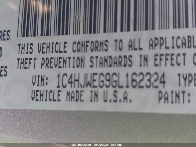 1C4HJWEG9GL162324 Jeep Wrangler Unlimited Sahara