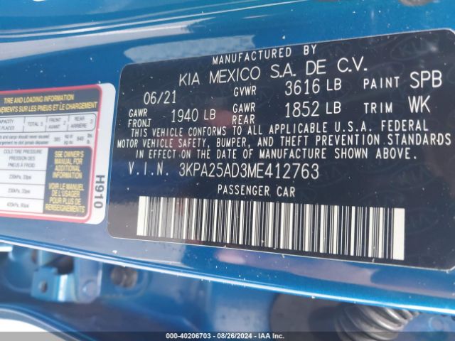3KPA25AD3ME412763 KIA Rio 5-door S