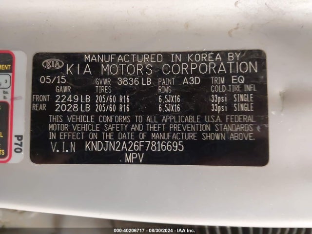 KIA Soul 2015 KNDJN2A26F7816695 Image 9