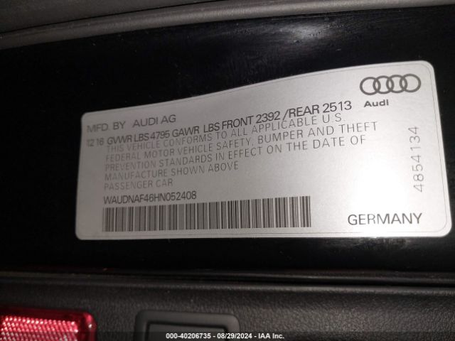 WAUDNAF46HN052408 Audi A4 2.0t Season Of Audi Premium