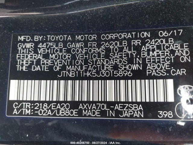 Toyota CAMRY SE 2018 JTNB11HK5J3015896 Image 9