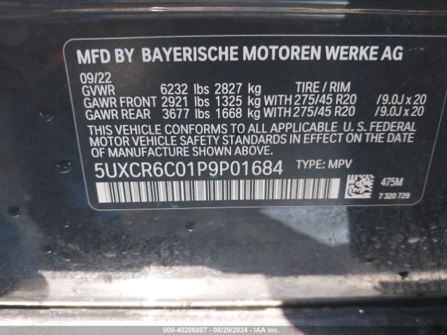 5UXCR6C01P9P01684 BMW X5 Xdrive40i