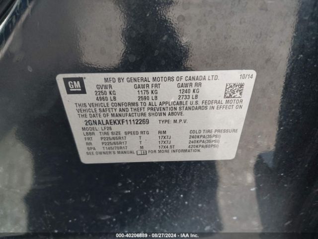 2GNALAEKXF1112269 Chevrolet EQUINOX LS