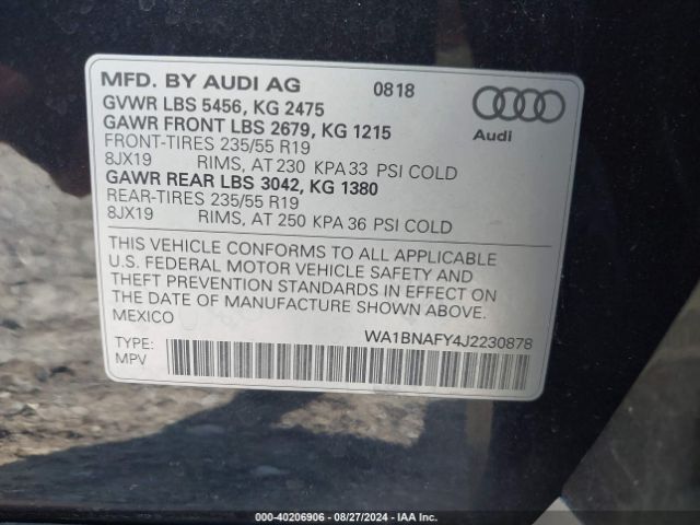 WA1BNAFY4J2230878 Audi Q5