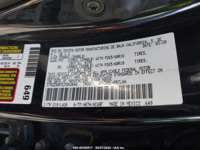 3TMGZ5AN7LM343840 Toyota Tacoma Limited