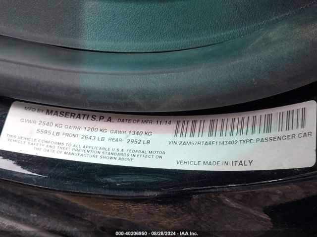 ZAM57RTA8F1143402 Maserati Ghibli S Q4