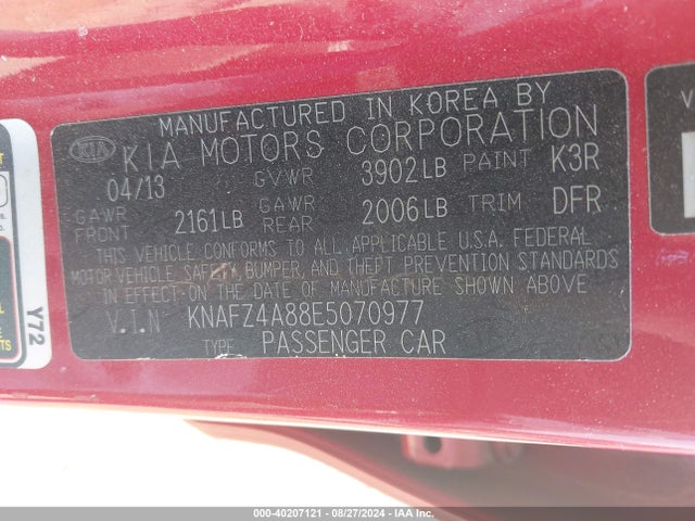KIA FORTE EX 2014 KNAFZ4A88E5070977 Image 9