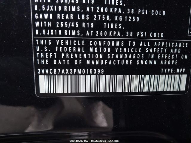 3VVCB7AX3PM015399 Volkswagen Tiguan 2.0t Se R-line Black